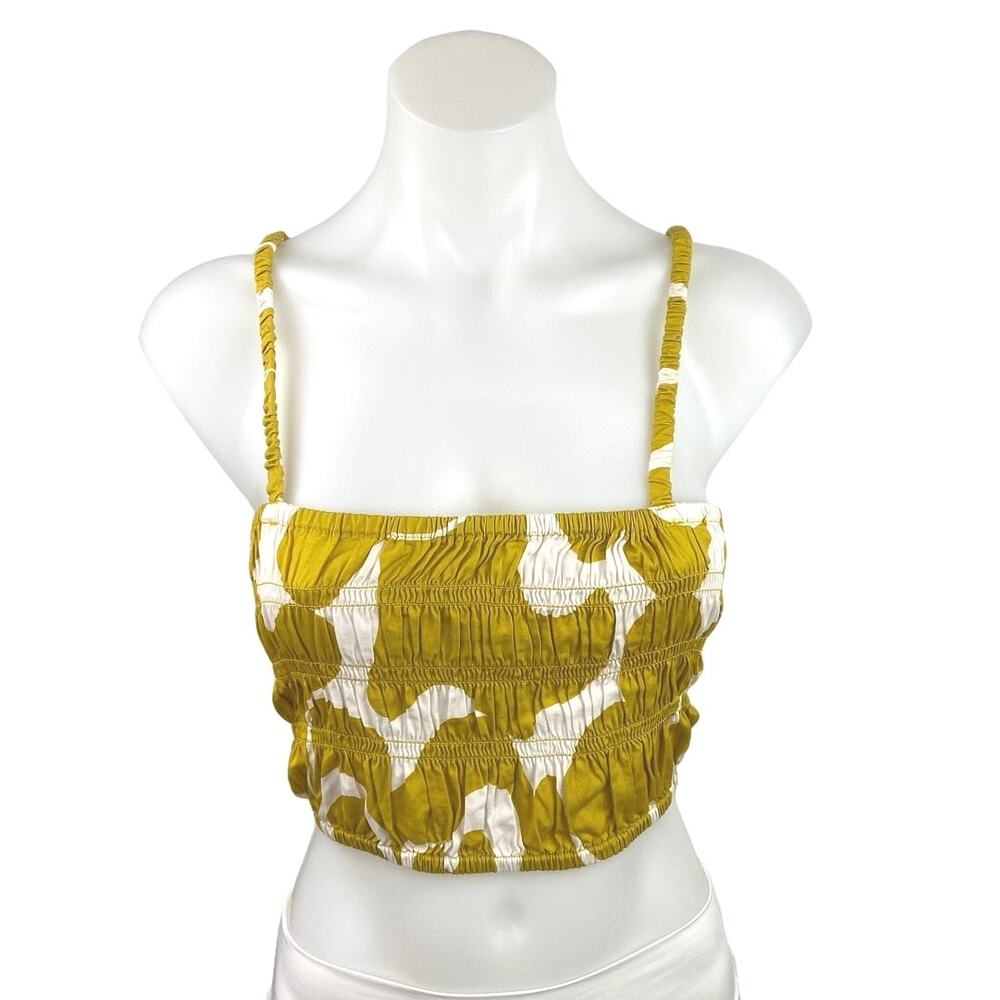 NWOT a new day Mustard Yellow and White Smocked Crop Tank